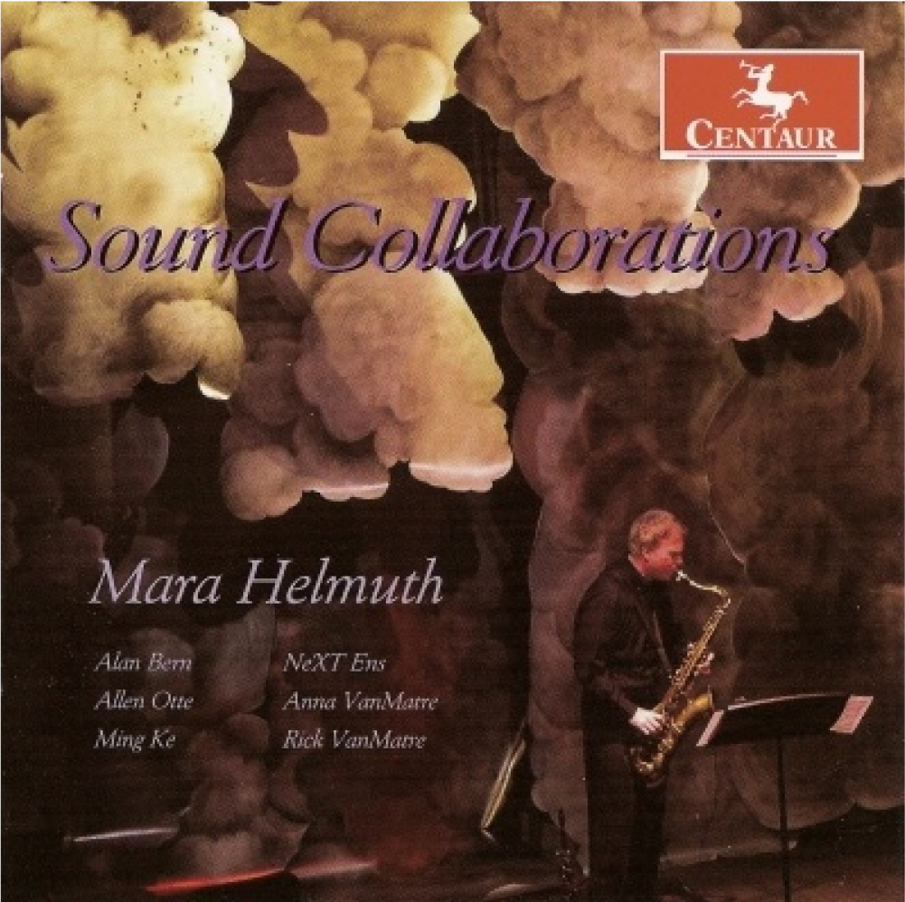 Sound Collaborations Album cover showcasing a older gentlemen playing a saxophone with clouds in the background